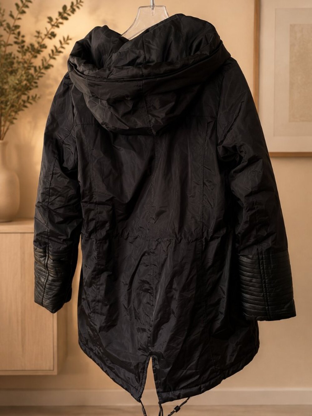 Rocawear Classic Black Hooded Parka Jacket Women's Medium M Winter Coat - Picture 6 of 8